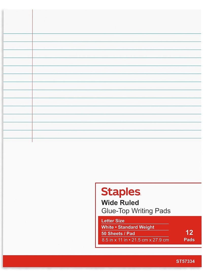 Staples Staples 154120 Notepads 85Inch X 11Inch Wide White 50 ShPad 12 PadsPk  - Image 4