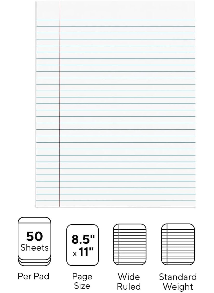 Staples Staples 154120 Notepads 85Inch X 11Inch Wide White 50 ShPad 12 PadsPk  - Image 3