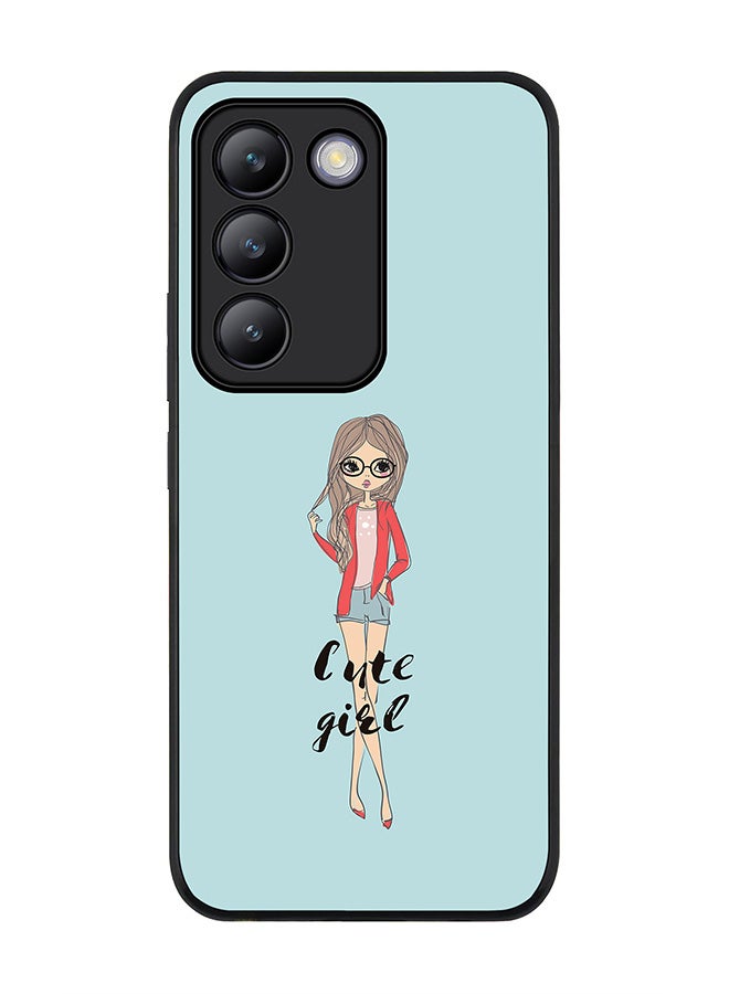 Stylizedd Rugged Black edge case for Vivo V30 Lite 5G, Slim fit Soft Case Flexible Rubber Edges Anti Drop TPU Gel Thin Cover -  Dreamer Cute Girl - Image 1