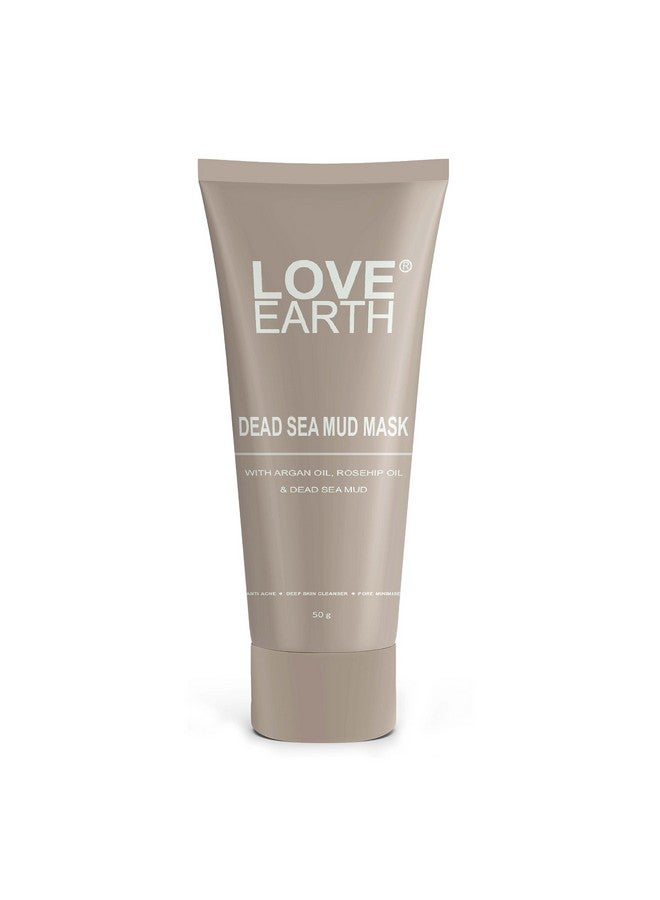 Love Earth Dead Sea Mud Mask with Argan Oil and Rosehip Oil For Acne, Deep Skin Cleaning & Open Pore Minimising 50g - Image 1