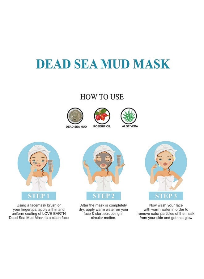 Love Earth Dead Sea Mud Mask with Argan Oil and Rosehip Oil For Acne, Deep Skin Cleaning & Open Pore Minimising 50g - Image 4