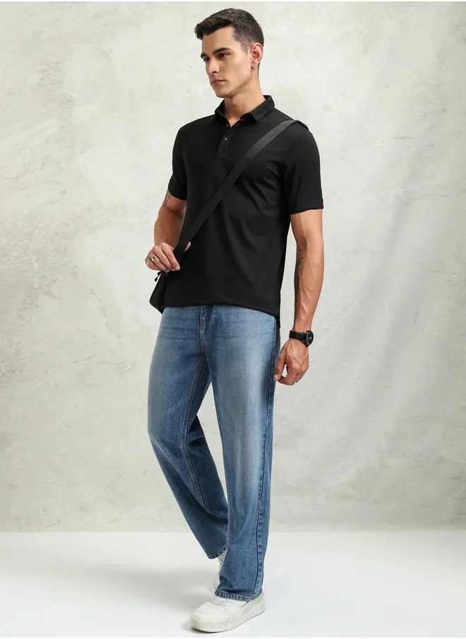 هاي لاندر Solid Regular Fit Polo Neck T-Shirt