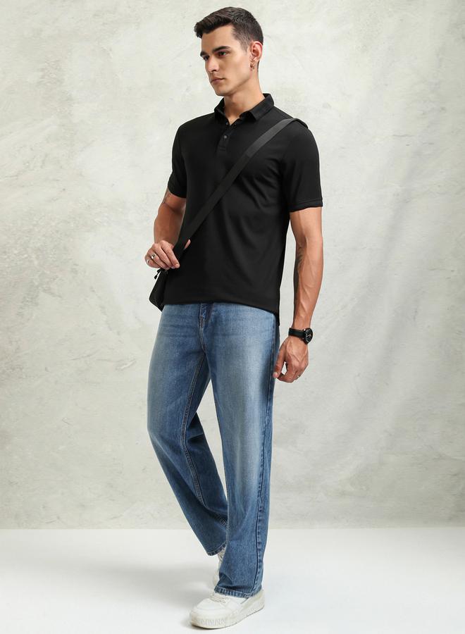 HIGHLANDER Solid Regular Fit Polo Neck T-Shirt - Image 2