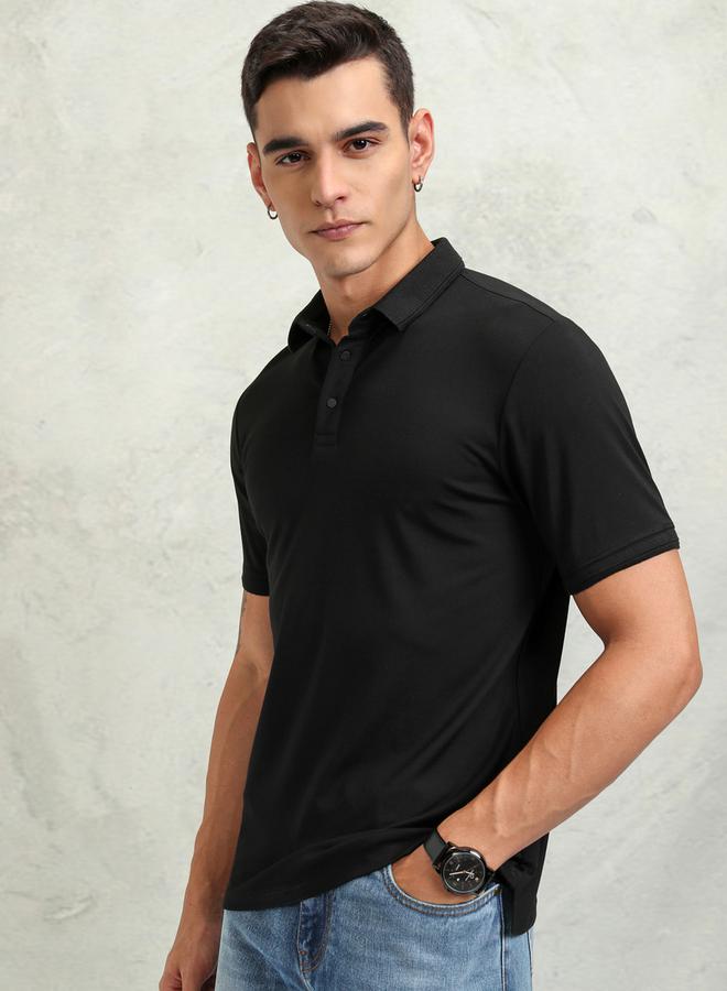 HIGHLANDER Solid Regular Fit Polo Neck T-Shirt - Image 4