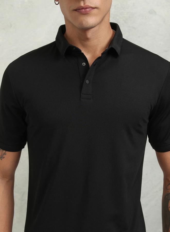 HIGHLANDER Solid Regular Fit Polo Neck T-Shirt - Image 5