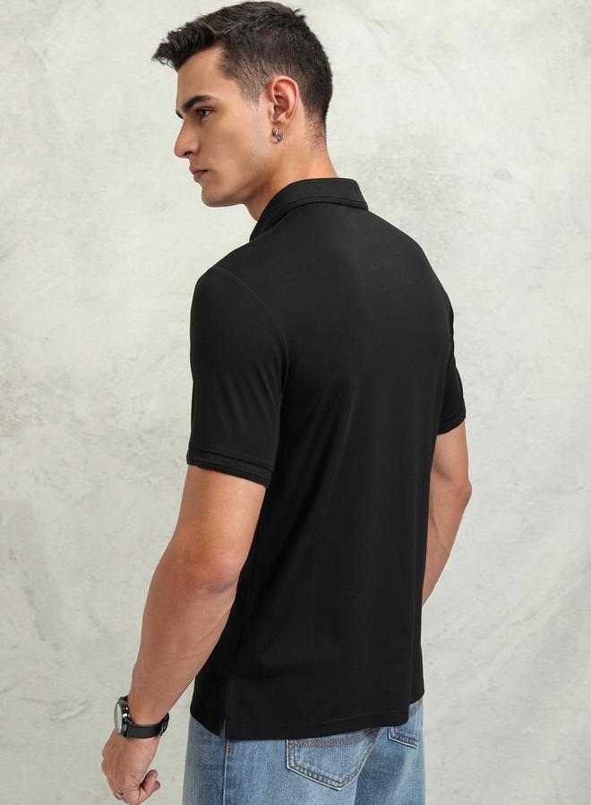 HIGHLANDER Solid Regular Fit Polo Neck T-Shirt - Image 3