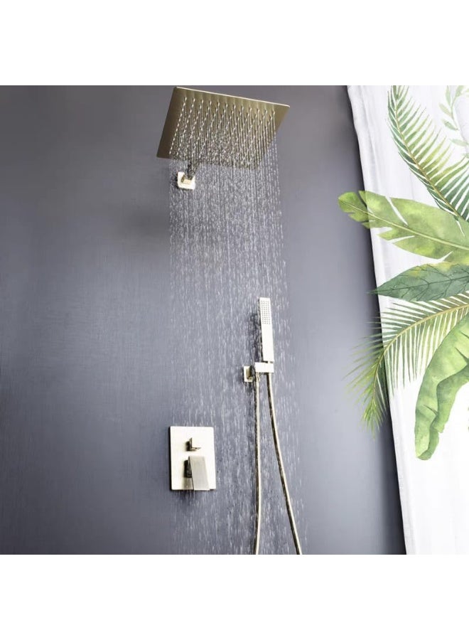 YD Luxury 3-Way Rainfall Shower System with Handheld Spray and Tub Spout - Concealed Wall-Mounted Bathroom Fixture Set - Modern Square High-Pressure Shower Combo with Thermostatic Valve Control - Image 4