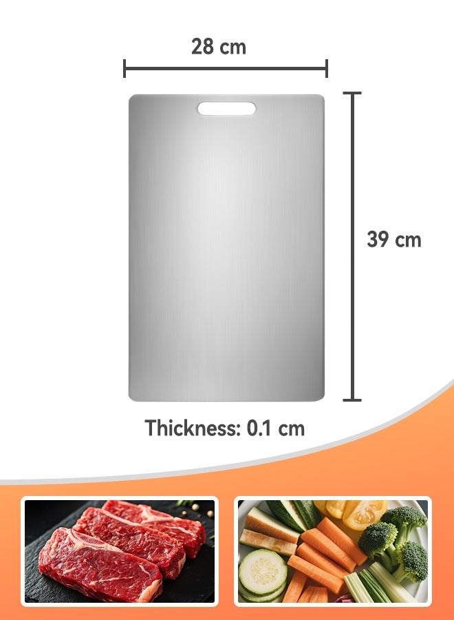 304 Stainless Steel Cutting Board, 39x28cm Double Sided Kitchen Chopping Board for Meat, Vegetables, Fruits - Anti-Skid, Easy Clean, Hygienic, with Handle - Image 5