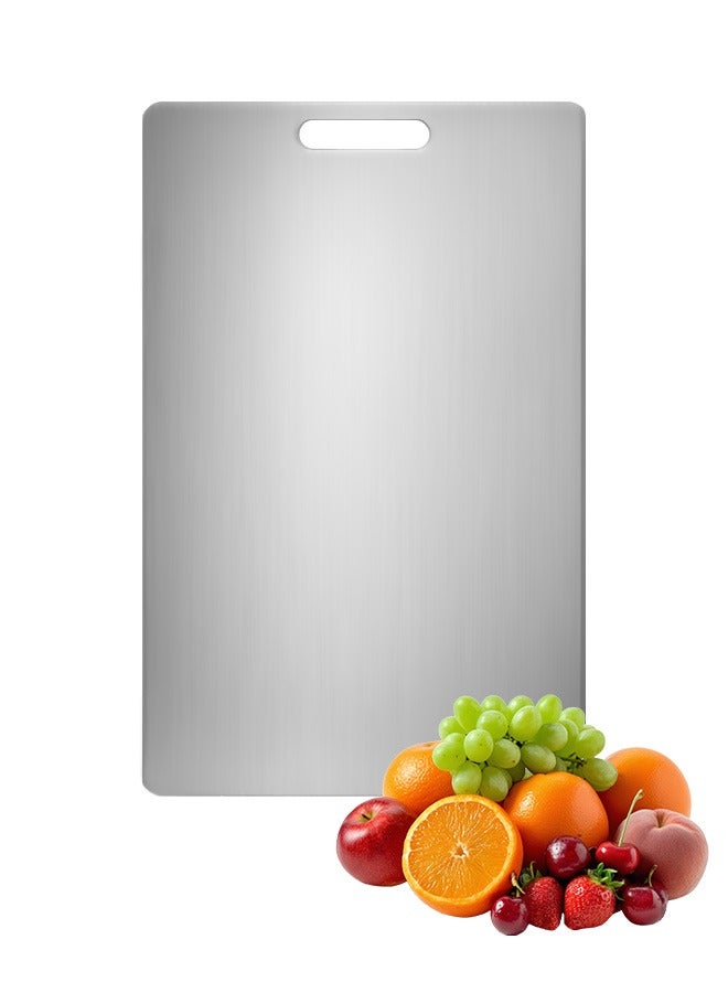 304 Stainless Steel Cutting Board, 39x28cm Double Sided Kitchen Chopping Board for Meat, Vegetables, Fruits - Anti-Skid, Easy Clean, Hygienic, with Handle - Image 1