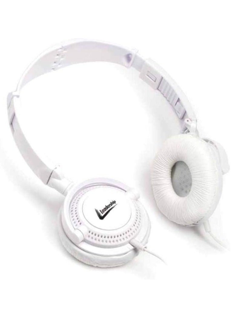 Generic Leadership Headphone Cool Sound Wired White  - Image 1