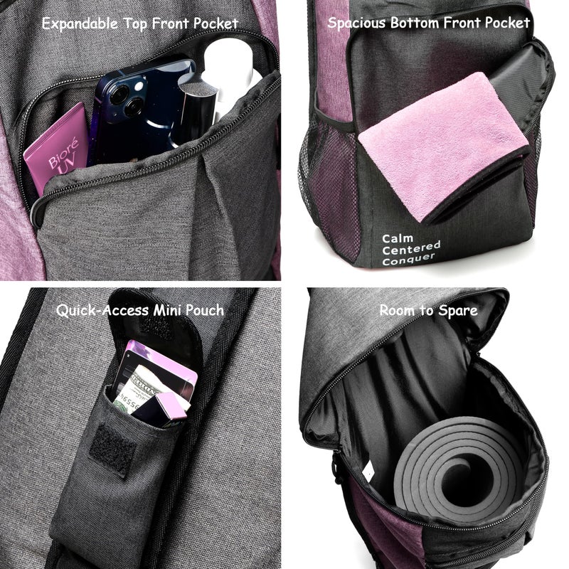 WARRIOR2 Yoga Mat Bag Carrier - Large Pockets & Water Bottle Holders. Yoga Backpack Fits 0.5" Thick x 26" Wide Mats. Hands-Free, Left-Right Switchable, Yoga, Gym, Cycling - Image 4