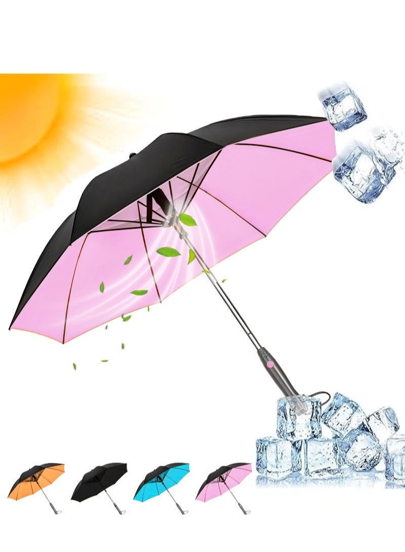 3-in-1 Mini Cooling Umbrella with Built-in Fan & Mist Spray, UPF50+ Sun Protection, Windproof & Portable Folding Umbrella for Outdoor, Beach & Walking - Image 1