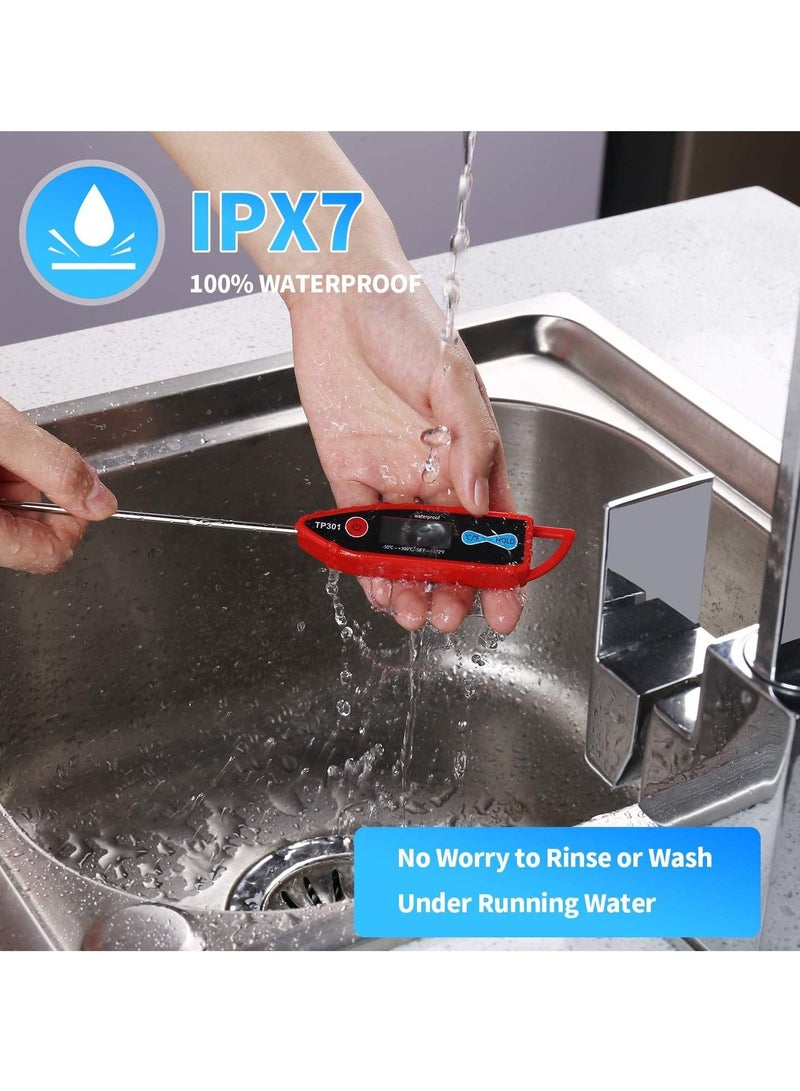 Excefore ميزان حرارة رقمي سريع القراءة للحوم للمطبخ لطهي الطعام والحلوى والسوائل والشموع، مقاوم للماء، للطعام واللحوم والحليب وشواية الشواء ومياه الاستحمام، مسبار طويل - Image 2