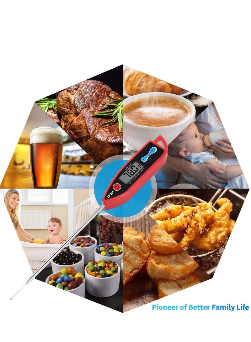 Excefore ميزان حرارة رقمي سريع القراءة للحوم للمطبخ لطهي الطعام والحلوى والسوائل والشموع، مقاوم للماء، للطعام واللحوم والحليب وشواية الشواء ومياه الاستحمام، مسبار طويل - Image 3