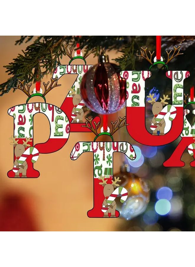 Red Rope Christmas Ornaments Set of 26 Acrylic Alphabet Decor with Golden Accents for Home Party Wedding Holiday - Image 3