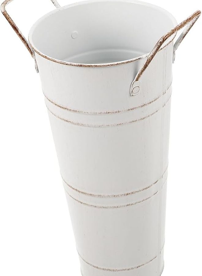 دلو زهور حديدي مجلفن كلاسيكي بمقبضين لتزيين المنزل الداخلي والخارجي - Image 1