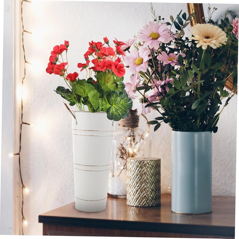 دلو زهور حديدي مجلفن كلاسيكي بمقبضين لتزيين المنزل الداخلي والخارجي - Image 5