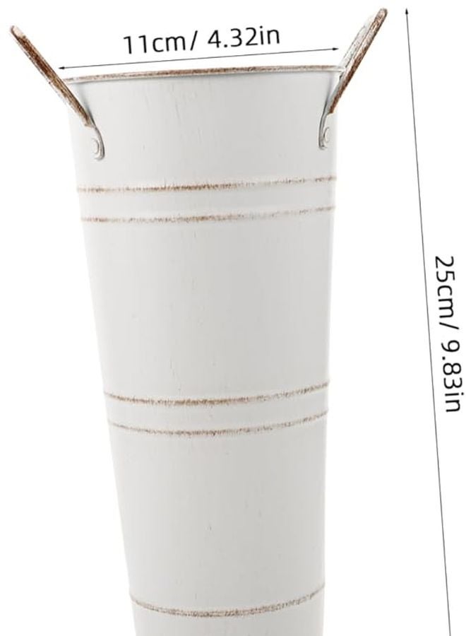 دلو زهور حديدي مجلفن كلاسيكي بمقبضين لتزيين المنزل الداخلي والخارجي - Image 3