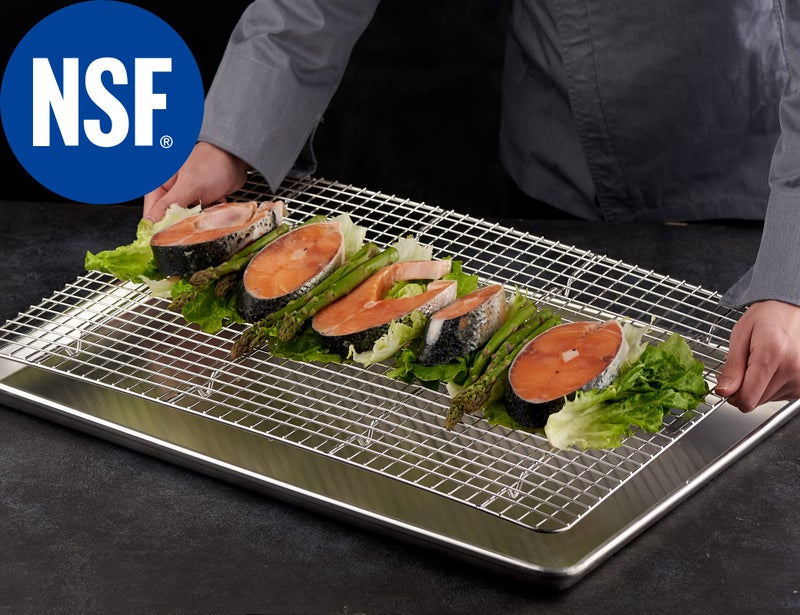 CURTA 2 Pack 16.8" X 24.4" Chef Cooling Rack,NSF Listed 18/8 Stainless Steel Oven Safe Grid Wire Cookie Cooling Racks for Baking & Cooking - Commercial Grade comes with Lifting Handl - Image 5