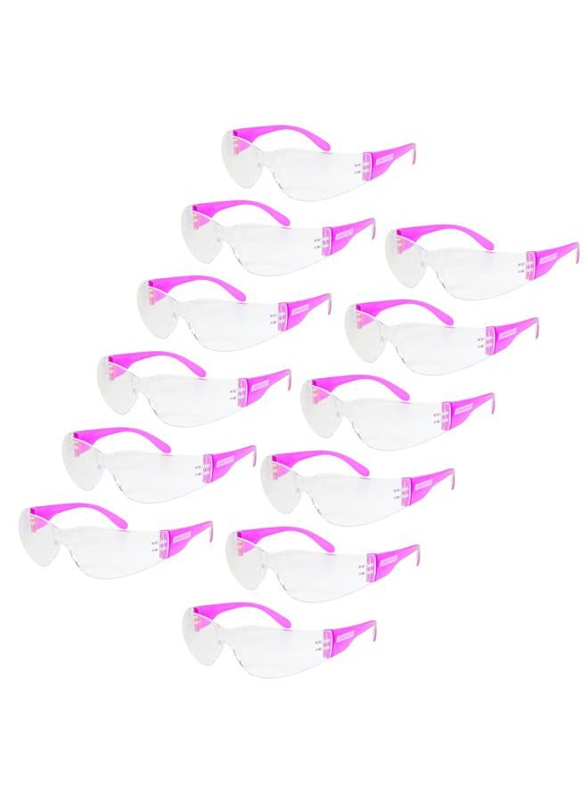 JORESTECH Eyewear Protective Safety Glasses, Polycarbonate Impact Resistant Lens Pack of 12 (Clear, Pink) - Image 1