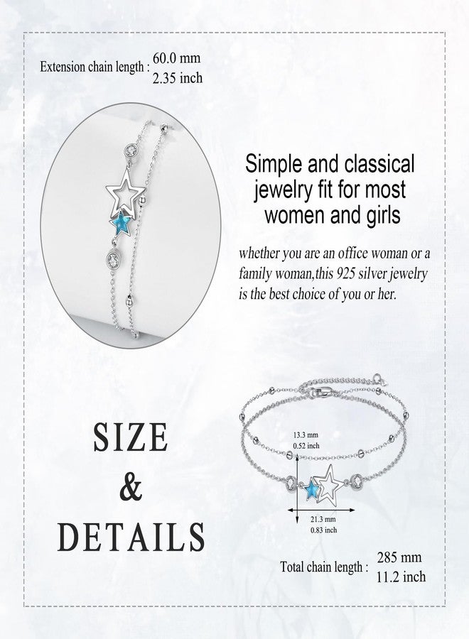 LUHE Star Anklets Sterling Silver Layered Chain Star Ankle Bracelets Jewelry Gifts for Women - Image 5
