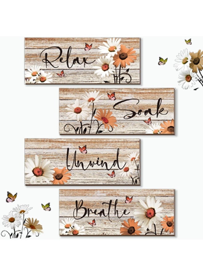 ZINYAZHE 4 Pcs Farmhouse Orange Bathroom Wall Decor - Image 1