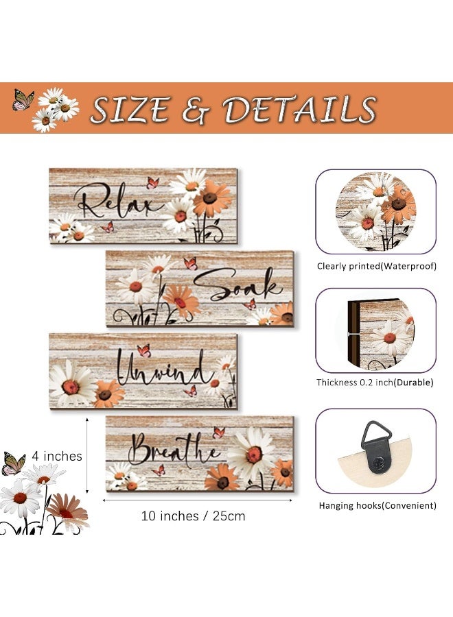ZINYAZHE 4 Pcs Farmhouse Orange Bathroom Wall Decor - Image 4