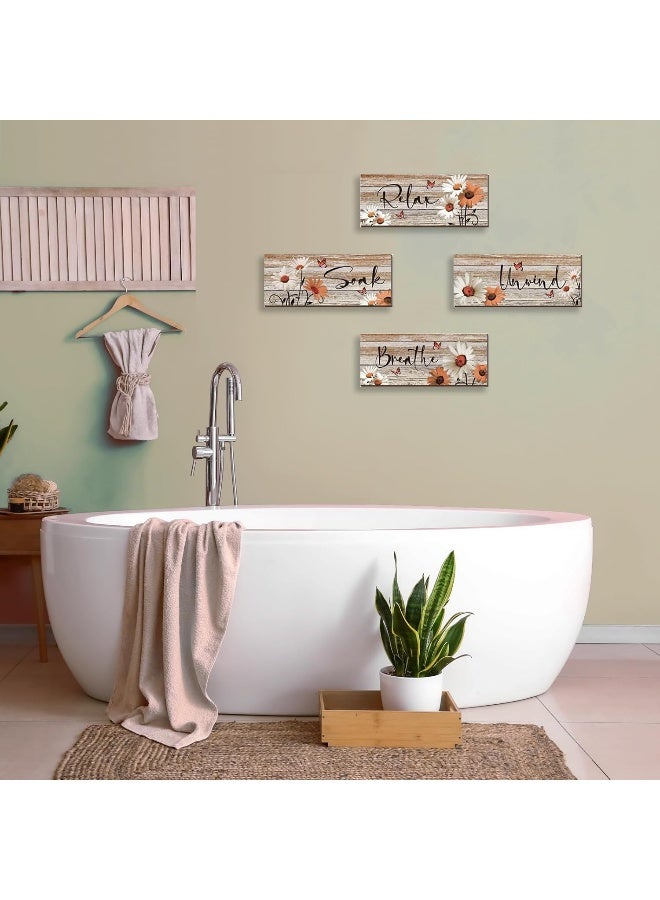 ZINYAZHE 4 Pcs Farmhouse Orange Bathroom Wall Decor - Image 5