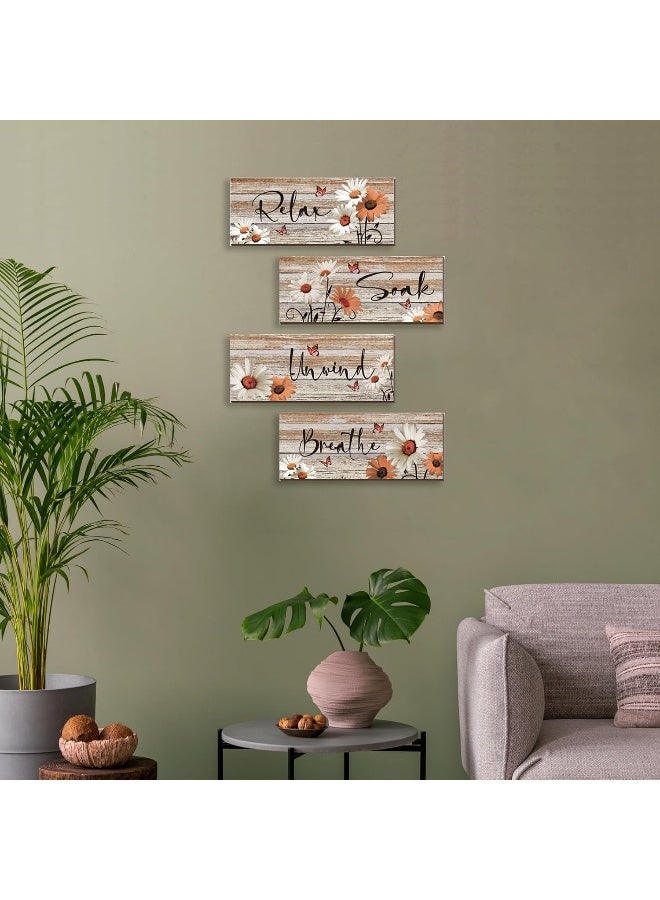 ZINYAZHE 4 Pcs Farmhouse Orange Bathroom Wall Decor - Image 3