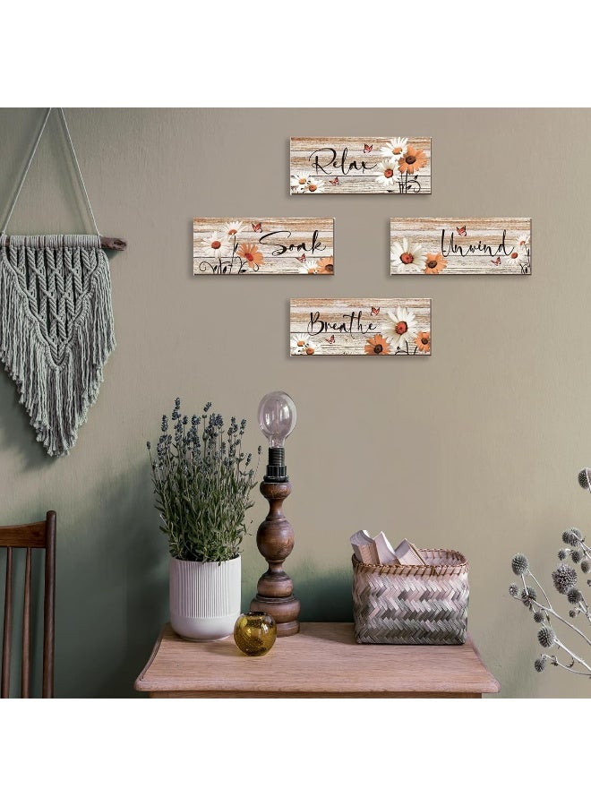 ZINYAZHE 4 Pcs Farmhouse Orange Bathroom Wall Decor - Image 2