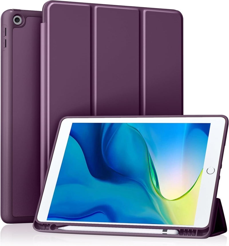 Akkerds Case Compatible with iPad 10.2 Inch 2021/2020/2019, for iPad 9th/8th/7th Generation with Pencil Holder, Protective Cover with Soft TPU Back, Auto Sleep/Wake, BerryPurple - Image 1