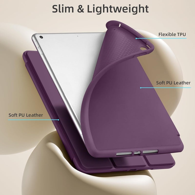 Akkerds Case Compatible with iPad 10.2 Inch 2021/2020/2019, for iPad 9th/8th/7th Generation with Pencil Holder, Protective Cover with Soft TPU Back, Auto Sleep/Wake, BerryPurple - Image 5