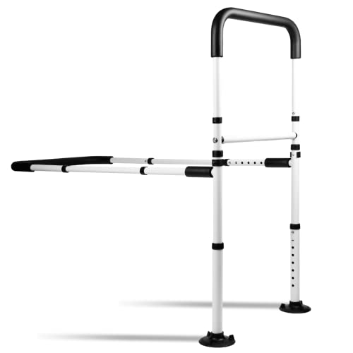 LandTale Bed Assist Rails Adjustable Safety Bed Handle with Leg Fall Prevention Hand Guard Grab Bar Bed Cane Bed Rails for Elderly Adults Senior Handicap Disabled Fit King Queen Full Twin