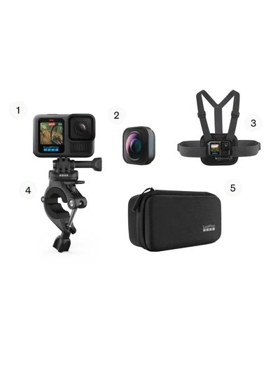 GoPro HERO13 Black Mountain Bike Bundle inlcuding 64GB Memory Card Ultra Wide Lens Mod,Chesty ,Handlebar / Seatpost / Pole Mount Camera Case