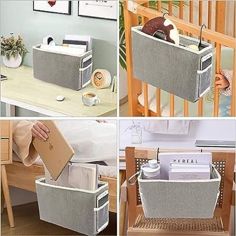 Zerolex Bedside Caddy Essentials Pocket Hanging Storage Organizer Sofa Side Hanger Holder Bag for Dorm TV Remote Control Phones Magazines Tablets Pack of 1 Multicolor - Image 2