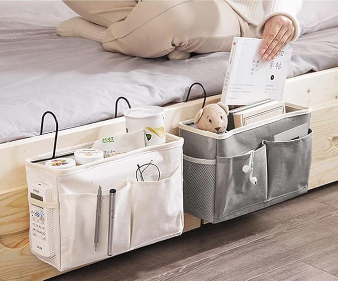 Zerolex Bedside Caddy Essentials Pocket Hanging Storage Organizer Sofa Side Hanger Holder Bag for Dorm TV Remote Control Phones Magazines Tablets Pack of 1 Multicolor - Image 4