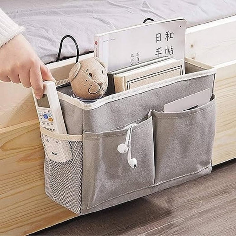 Zerolex Bedside Caddy Essentials Pocket Hanging Storage Organizer Sofa Side Hanger Holder Bag for Dorm TV Remote Control Phones Magazines Tablets Pack of 1 Multicolor - Image 1