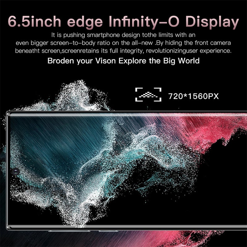 Generic (Unbranded) هاتف ذكي S22ultra بحجم 6.5 بوصة HD MTK6580P رباعي النواة 2GB RAM 16GB ROM مع التعرف على الوجه أندرويد 8.1 باللون الأسود قابس أمريكي - Image 2