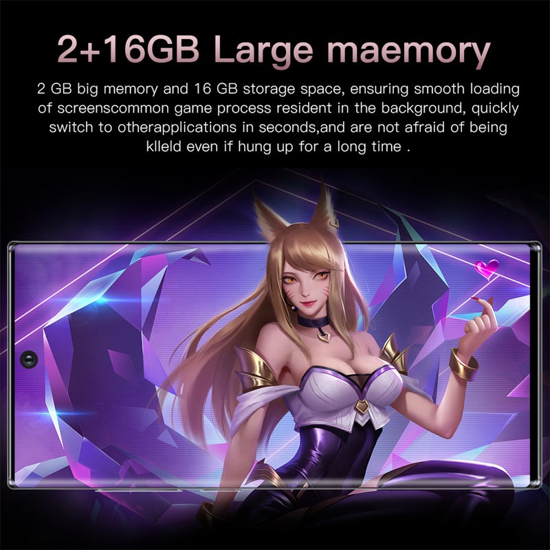 Generic (Unbranded) هاتف ذكي S22ultra بحجم 6.5 بوصة HD MTK6580P رباعي النواة 2GB RAM 16GB ROM مع التعرف على الوجه أندرويد 8.1 باللون الأسود قابس أمريكي - Image 3