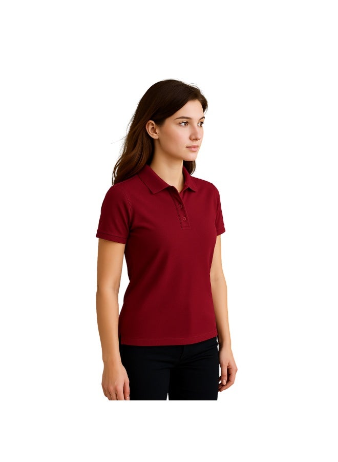 PRINTSHOP4ME Women's Regular-Fit Golf Polo T-shirt Pure Cotton Short Sleeve 220 GSM Basic Colors - Image 4