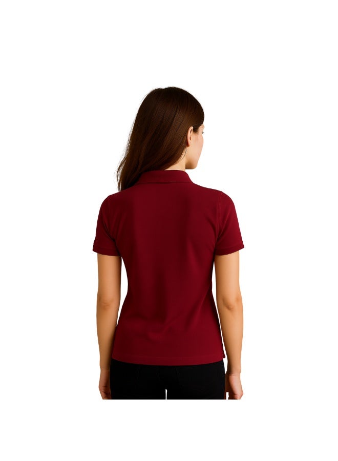 PRINTSHOP4ME Women's Regular-Fit Golf Polo T-shirt Pure Cotton Short Sleeve 220 GSM Basic Colors - Image 5