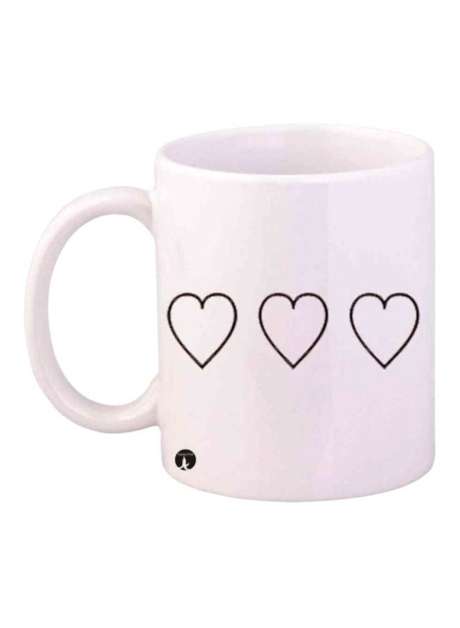 RKN Hearts Printed Coffee Mug White/Black - Image 1