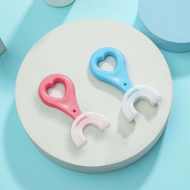 Spefez 2 Pack U-Shaped Toothbrush for Kids,Ages 2-12,Manual Training,Food Grade Soft Silicone Brush Head,360° Oral Teeth Cleaning Design for Toddlers and Children,Multi Color (2 Pis Combo) - Image 1