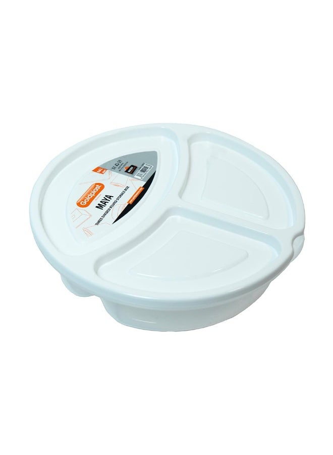 3-Compartment Food Storage Container with Lid – BPA Free Durable Lunch Box for Meal Prep & Fridge Storage – Microwave & Freezer Safe – 600ml Size (White) - Image 1