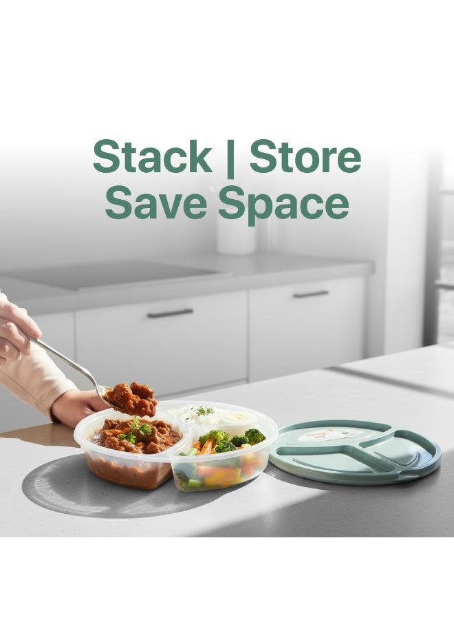 3-Compartment Food Storage Container with Lid – BPA Free Durable Lunch Box for Meal Prep & Fridge Storage – Microwave & Freezer Safe – 600ml Size (White) - Image 5