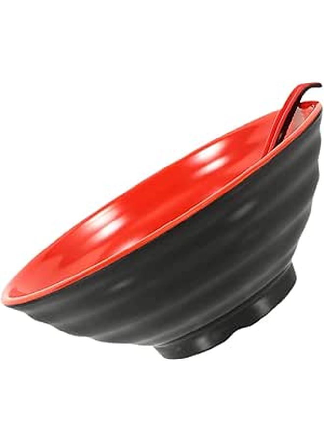 Microwaveable Ramen Noodle Bowl Set 2 Coffee Color Bowls with Ladles Large Japanese Dinnerware - Image 1