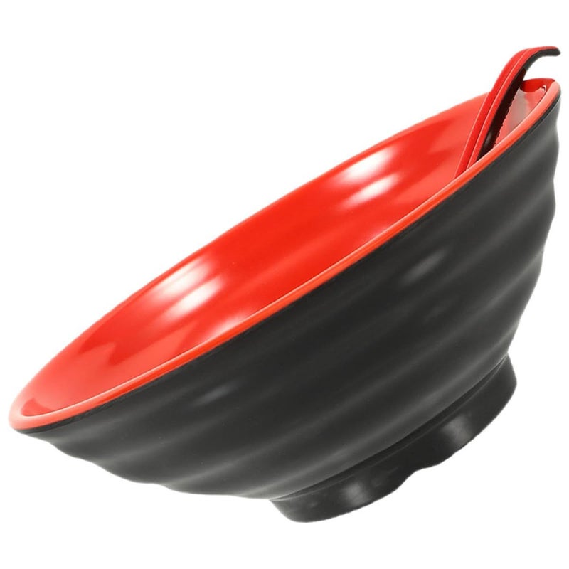 Microwaveable Ramen Noodle Bowl Set 2 Coffee Color Bowls with Ladles Large Japanese Dinnerware - Image 2