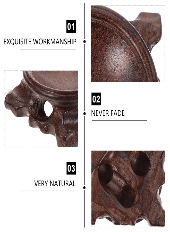 PRETYZOOM Solid Wood Bracket 2Pcs Crystal Ball Display Stand with Retro Style Wooden Base for Home Decor Sphere and Gourd Display - Image 2