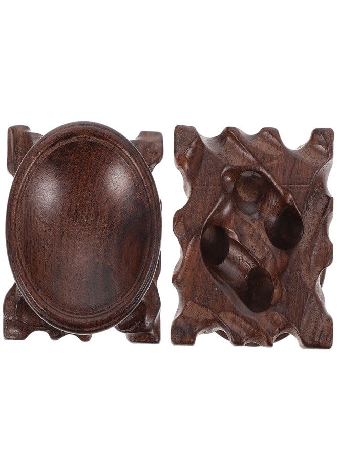 PRETYZOOM Solid Wood Bracket 2Pcs Crystal Ball Display Stand with Retro Style Wooden Base for Home Decor Sphere and Gourd Display - Image 1