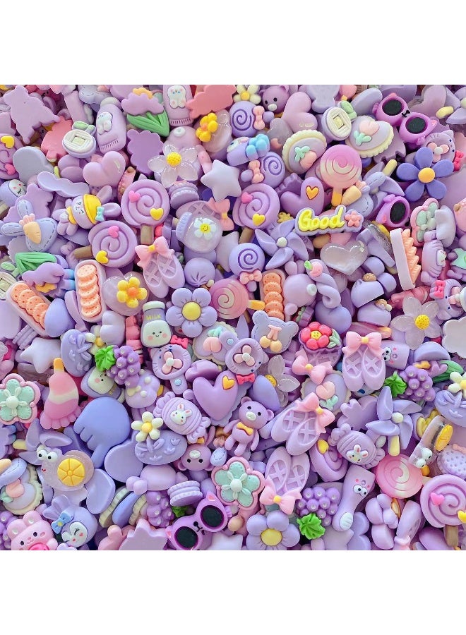 60pcs Cute Slime Charms DIY Craft Making Resin Jewelry Making Kit, Resin Flatback Slime Beads Making Supplies for DIY Scrapbooking Crafts (Purple)